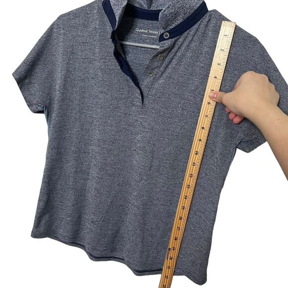 Outdoor Voices Players Polo Shirt Blue Mesh Activewear Women’s Size Large - Picture 12 of 12